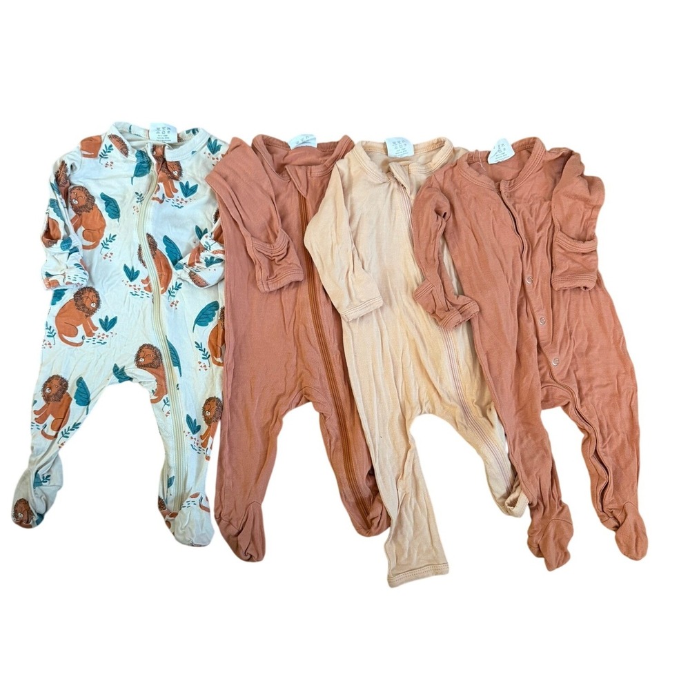 Spearmint‎ Love Baby Bundle of 4 Neutral Bamboo Footie Outfit